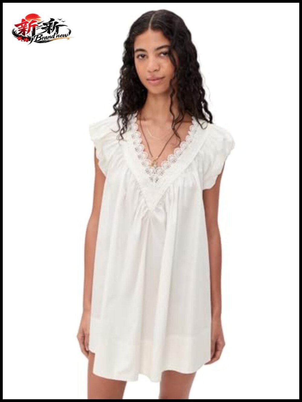 Free People Sundazed Mini Dress - Scalloped Lace Trim